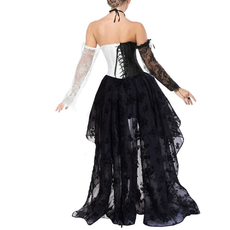 Gothic Style Unisex Lace Splicing Pleated Gorgeous Retro Prom High Neck  Collar