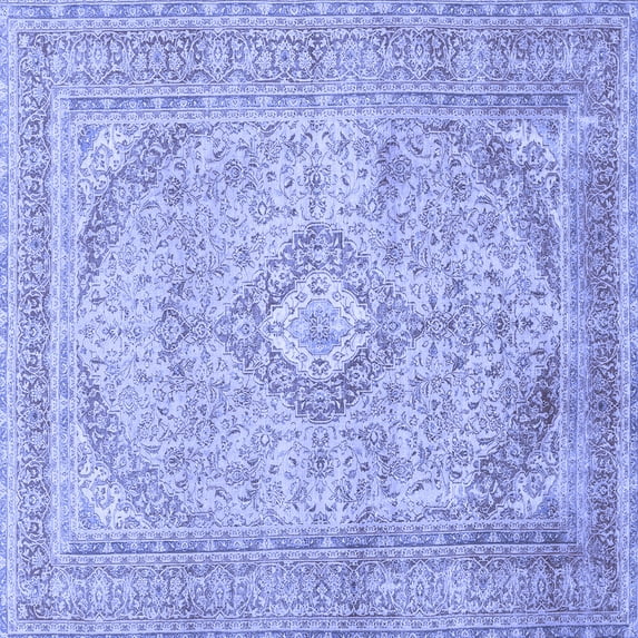 Ahgly Company Indoor Square Medallion Blue Traditional Area Rugs, 3' Square