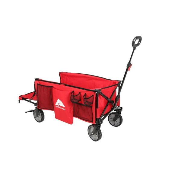 Ozark Trail Camping Utility Wagon with Tailgate & Extension Handle, Red, Polyester, 21.6" Height
