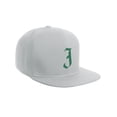 thumbnail image 2 of Daxton Classic Snapback Hat Old English Font Alphabet A to Z Flat Bill Visor Cap, White Hat, Green J, 2 of 3