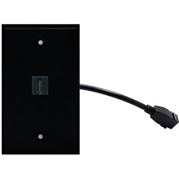 RiteAV (1 Gang Flat HDMI Wall Plate w/Pigtail Extension Cable Black