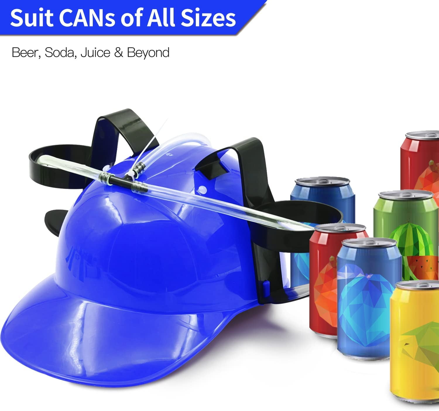 Udtømning gå træk vejret Drinking Helmet - Adjustable Can Holder Cap Drinker Favor Hat - Straw for  Beer Soda - Party Fun Beverage Gadgets (Blue) - Walmart.com