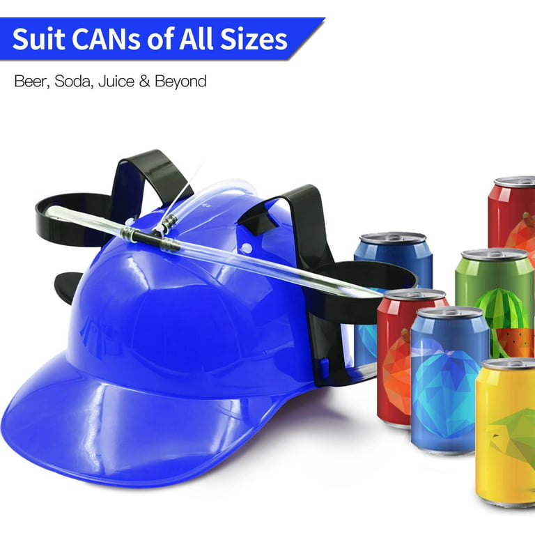  Novelty Place Drinking Helmet - Adjustable Can Holder Cap  Drinker Favor Hat - Straw for Beer Soda - Party Fun Beverage Gadgets(Blue)  : Home & Kitchen