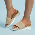 thumbnail image 2 of asddcavvf Ladies Fashion Summer Solid Grass Weaving Open Toe Thick Slope Heel Sandals, 2 of 7