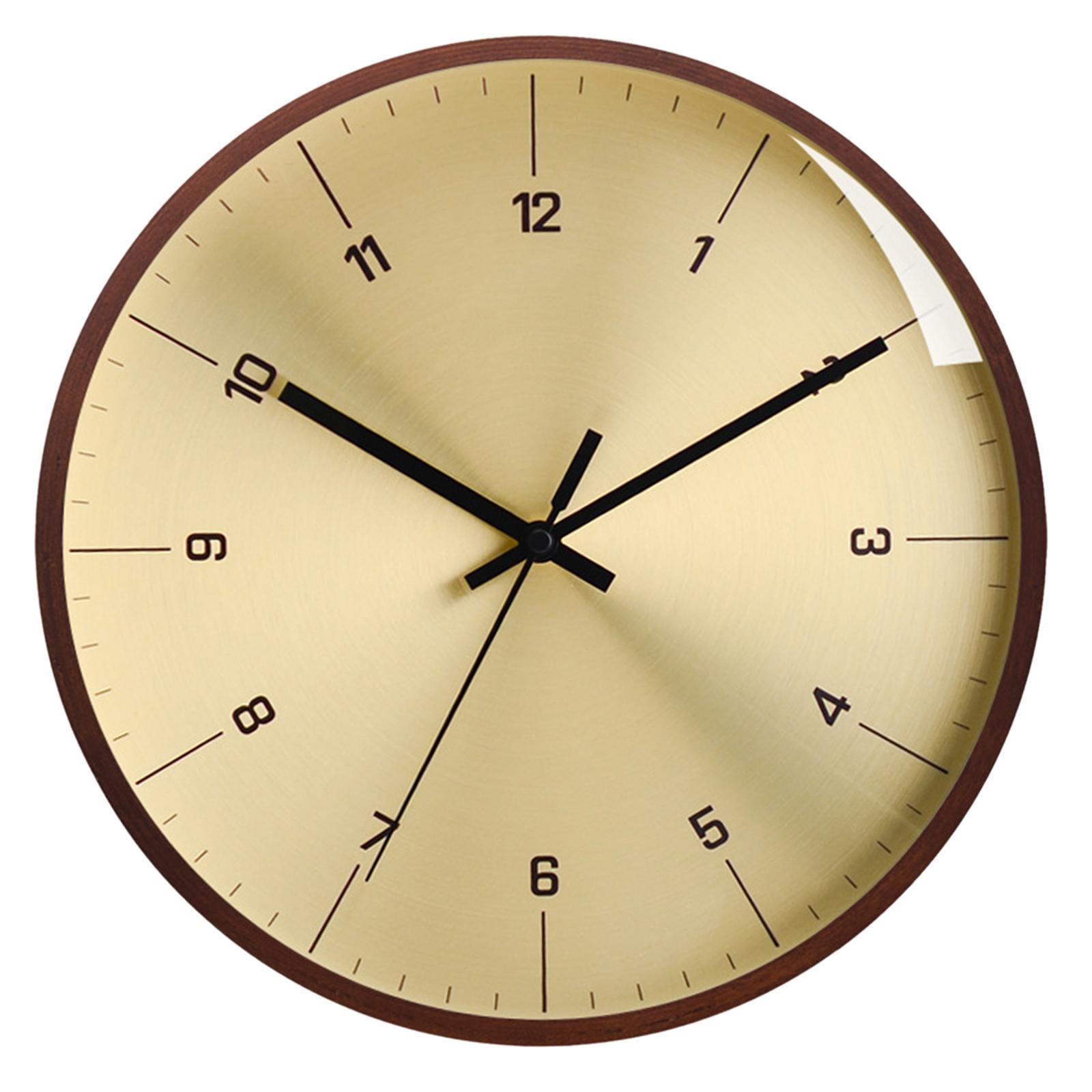 Wall Clock Non Ticking Brass Dial Precise Movement Easy Read Nordic