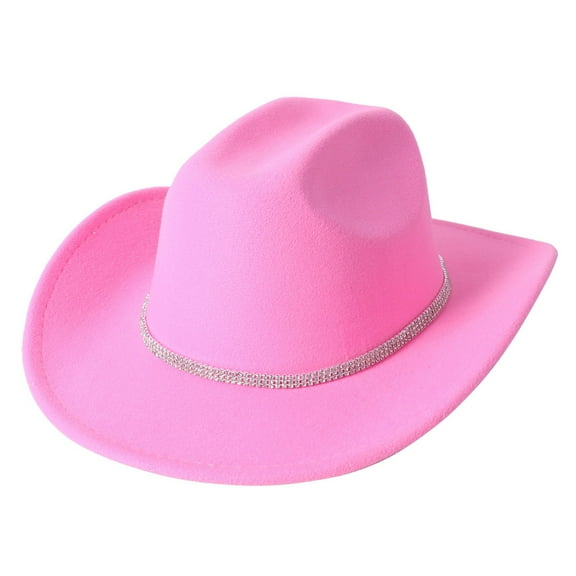 MIASHUI Glitter Silver Cowboy Hats for Women Western Sparkly Rhinestone Cowgirl Hat,Watermelon Red,One Size