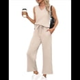 thumbnail image 2 of Conjuntos de Dos Piezas para Mujer, Conjuntos de Verano, Conjuntos de Estar por Casa, Blusas de Cuello Alto, Pantalones Cortos de Pierna Albaricoque XXL, 2 of 8