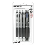 Uniball 207 Gel Pens, Medium Point (0.7mm), Black Ink, 5 Count + Bonus 207 Plus+ Blue Ink