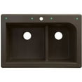 thumbnail image 3 of Transolid Radius 33in x 22in silQ Granite Drop-in Double Bowl Kitchen Sink with 3 CAF Faucet Holes, In Espresso, 3 of 4