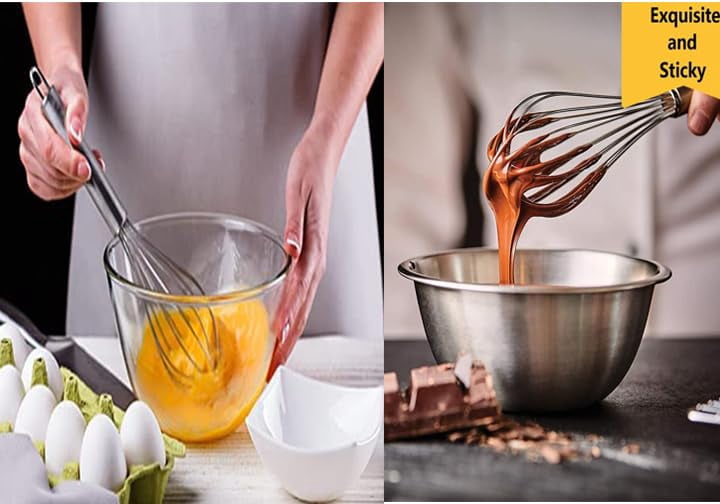 Stainless Steel Balloon Whisk – Multi-Use Hand Blender for Egg Beating, Blending, Stirring & Cooking – Durable Pipe Handle Kitchen Utensil Curd Beater (Silver), 1Pc, 20 cm