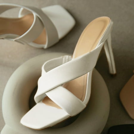 

CHGBMOK Clearance Heels for Women 2023 Summer Cross Straps Roman Style Hollow Sexy High-Heeled Sandals