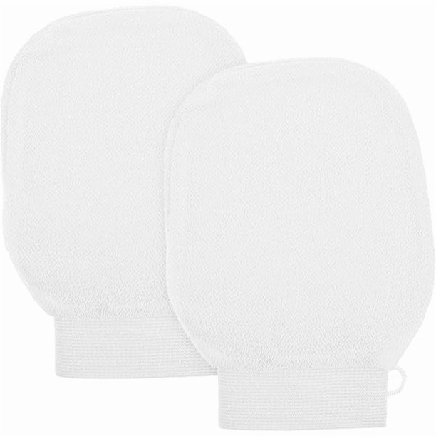 wonima11 2Pcs Exfoliator Glove Exfoliating Mitt For Body Scrub Wildpier Beauty Exfoliating Glove Mitt Body Scrub for Shower Dead Skin Remover Scrubber Exfoliation - White