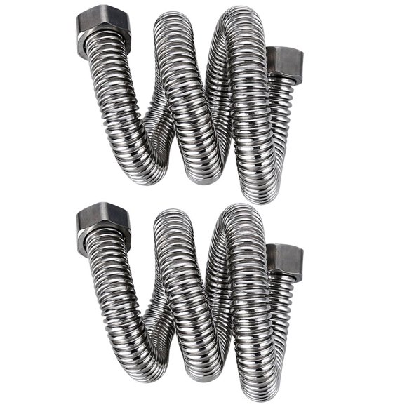 Double-head hot and cold water inlet pipe household 2PCS stainless steel hose water heater special hose 20CM silver 4 points water inlet pipe