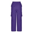thumbnail image 6 of jtjvou Cargo Pants Women Hiking Travel Stretch Water Resistant Pants High Waisted Wide Leg Baggy Trousers with Pockets Purple L, 6 of 8