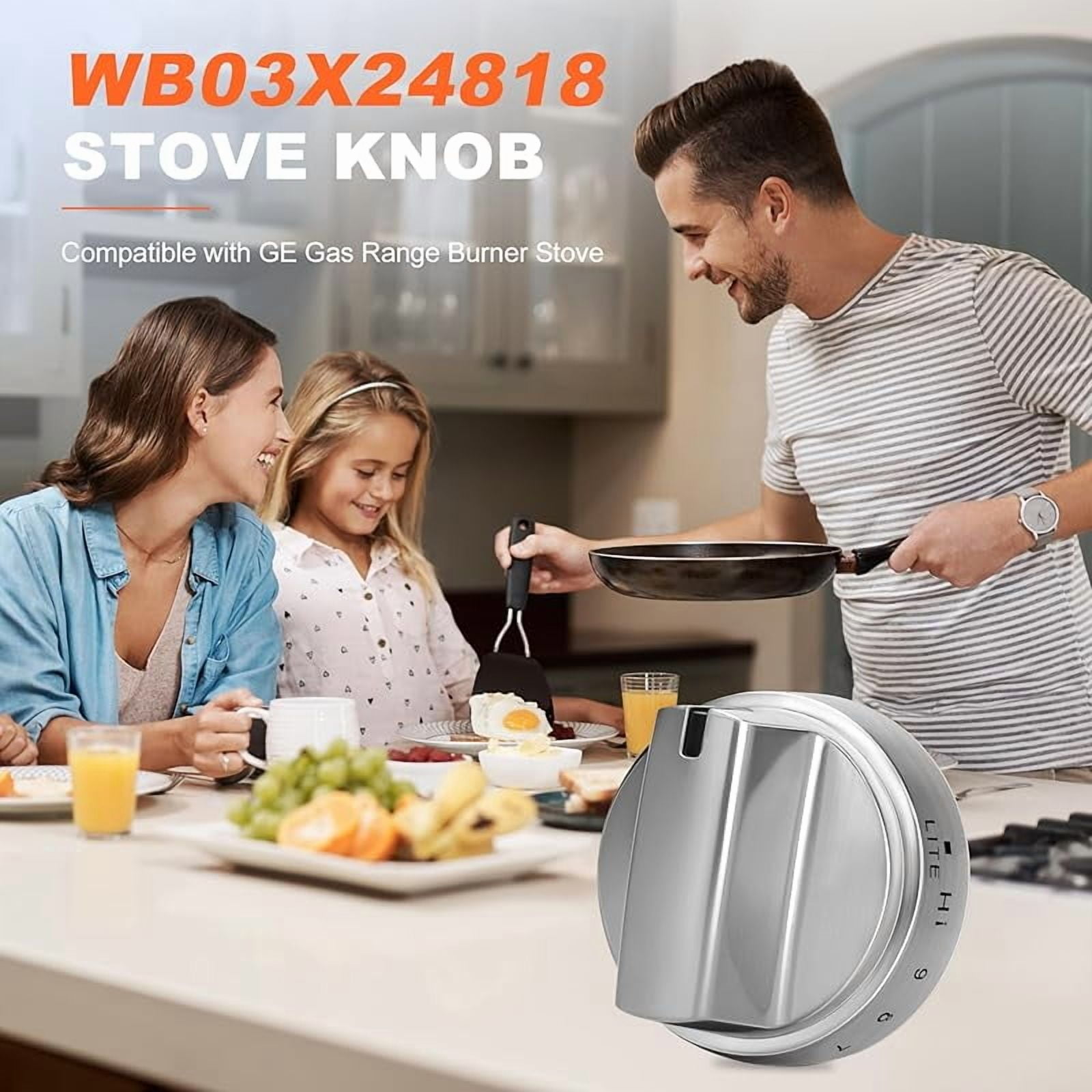 WB03X24818 Stove Knob Replacement Compatible with GE Stainless Steel Gas Range Burner Stove Knob Replace PS11729081 AP5989029 EAP11729081 4363588（5 Pack, Not Universal）