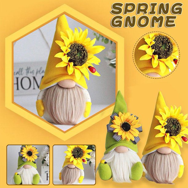 Gnomo de girasoles de peluche, adornos de muñeca Tomte enano elfo sin rostro (negro) Wdftyju Libre de BPA