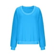 thumbnail image 6 of Htigea Womens Deep V-Neck Sweatshirts Raglan Long Sleeve Pullover Top Soft Fleece Lined Fall Winter Sweatshirt Sky Blue XL, 6 of 7