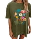 thumbnail image 5 of Fiudx Ofertas de La Semana Camisetas Informales con Estampado de Flores para Mujer, Camisetas Extragrandes de Manga Corta, 5 of 7