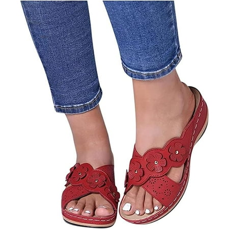 

Sandals Women Dressy Summer Flat Arch Support Wide Width Orthopedic Slide Casual Walking Orthotic Flip Flops