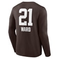 thumbnail image 3 of Men's Denzel Ward Brown Cleveland Browns Team Wordmark Player Name & Number Long Sleeve T-Shirt, 3 of 3
