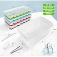 thumbnail image 2 of Ice Cube Tray with Lid and Bin (4 Pack, Multi) Silicone Plastic Ice Cube Trays for Freezer, BPA Free Ice Trays with Bin, Ice Scoop, Ice Tong and Drinking Straw Stackable Ice Trays for Cocktail, 2 of 5
