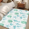 thumbnail image 4 of 3'x5' Area Rugs, Green Aqua Coastal Indoor Outdoor Area Rug for Living Room Bedroom, Nautical Jellyfish Seashells Starfish Washable Bathroom Rugs Kitchen Floor Carpet Mats Home Decor Aesthetic, 4 of 8