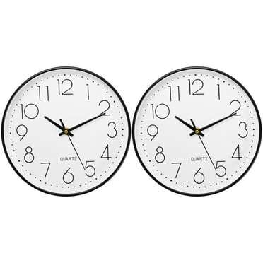 2 Pack Silent Wall Clock, 10 Inch Non Ticking Quiet Digital Sweep Decorative Battery Operated Wall Clocks for Living Room Bedroom Kitchen School Office Decor