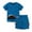 Blue, variant on Fesfesfes Boys Summer Embroidered Stickers Short Sleeve Top Shorts Set