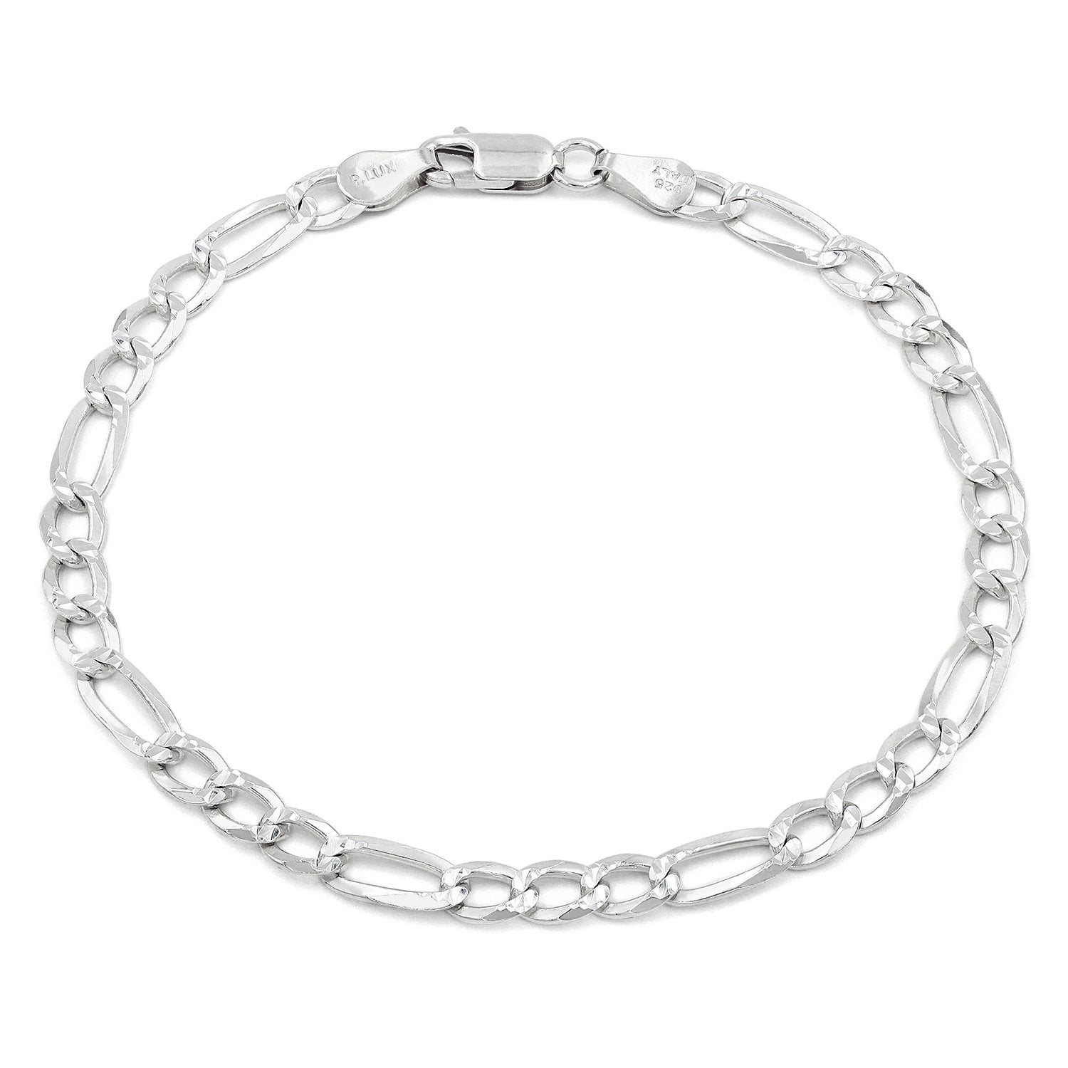 Giorgio Bergamo - 925 Italian Sterling Silver 5mm Solid Figaro Diamond ...