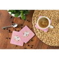 thumbnail image 4 of White Standard Poodle Pink Flowers Foam Coaster Set of 4, 4 of 4
