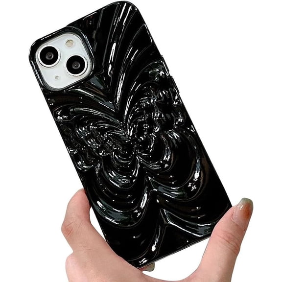 Compatible with iPhone Case,Matte Butterfly Design [Compatible with Wireless Charging] Full Body Protection Soft Shockproof Cover Phone Case (Black,iPhone 14 Pro Max)