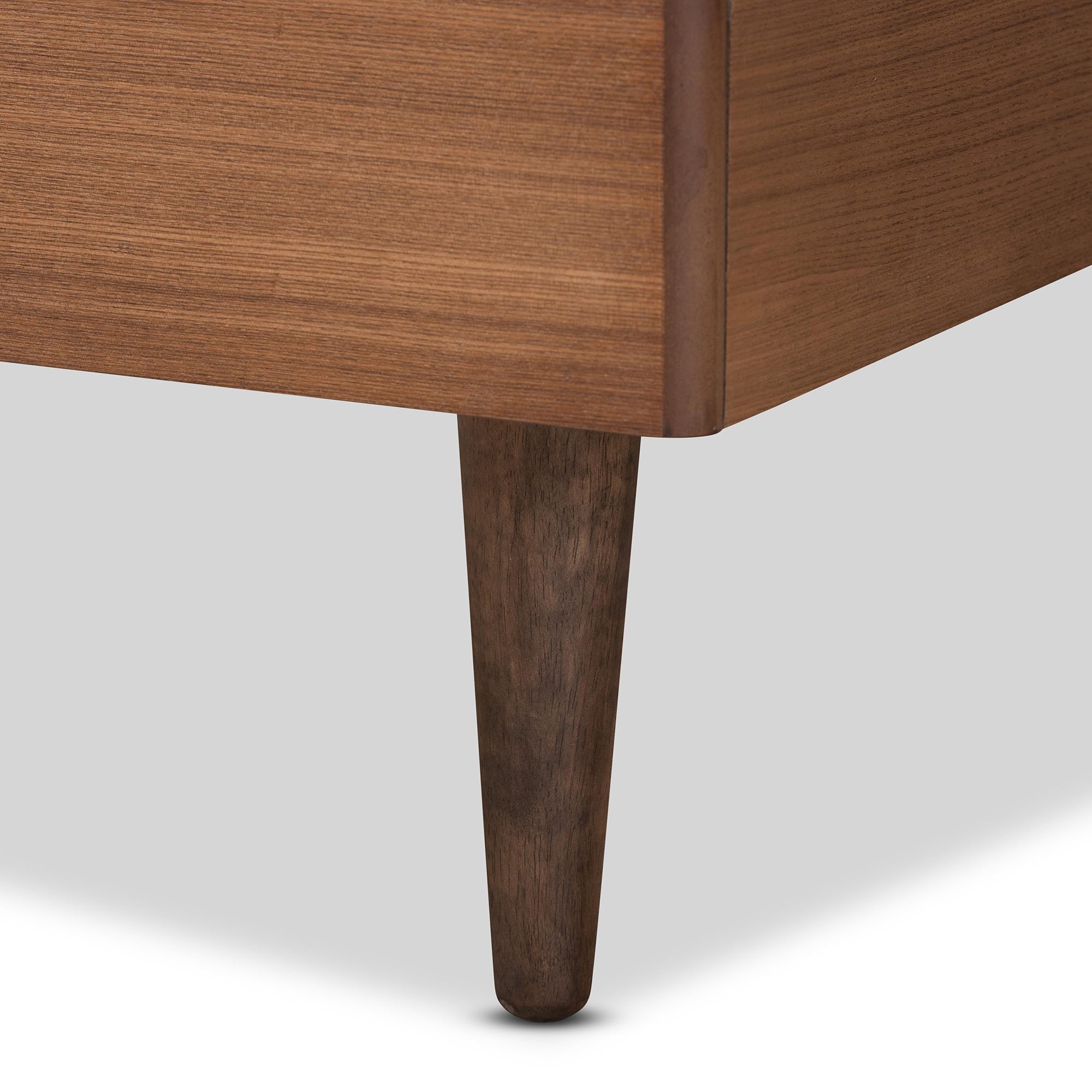 Baxton Studio Nicola Mid-Century Wood Back Support Platform Bed, Twin, Ash Walnut