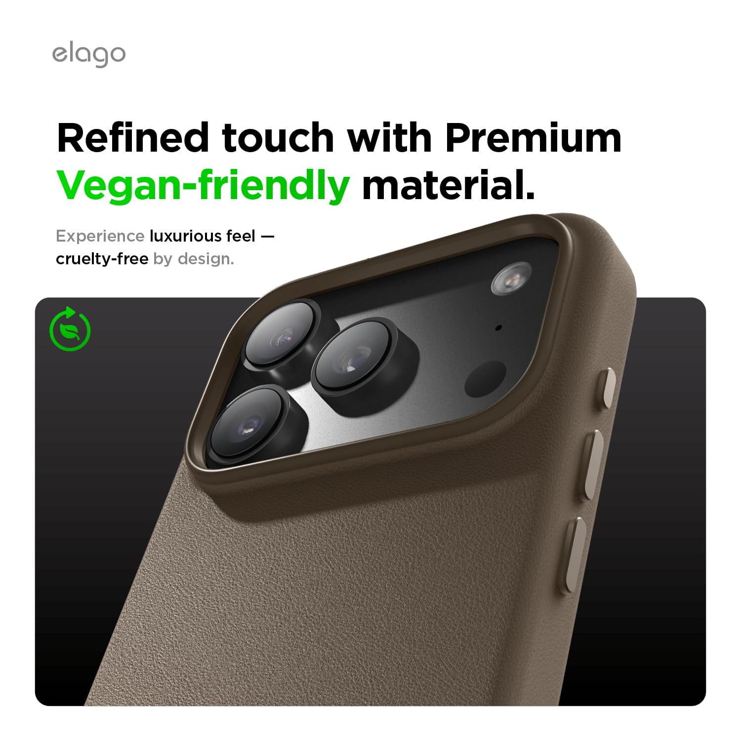 elago Magnetic Leather Case Compatible with iPhone 17 Pro Max Case, All MagSafe Accessories, 6.9 inch - Built-in Magnets, Durable Vegan Leather, Shockproof, Water-Resistant [Taupe]