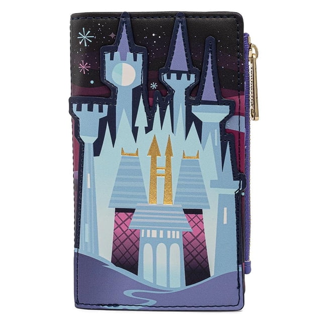 Billetera Loungefly Disney Cinderella Castle con solapa de piel vegana