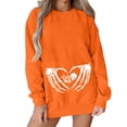 thumbnail image 2 of Yuhangmm Halloween Sweatshirts for Women Fashionable Casual Halloween Printed Hooded Zipper Sweatshirt for Women with Seasonal Graphic Orange S, 2 of 5