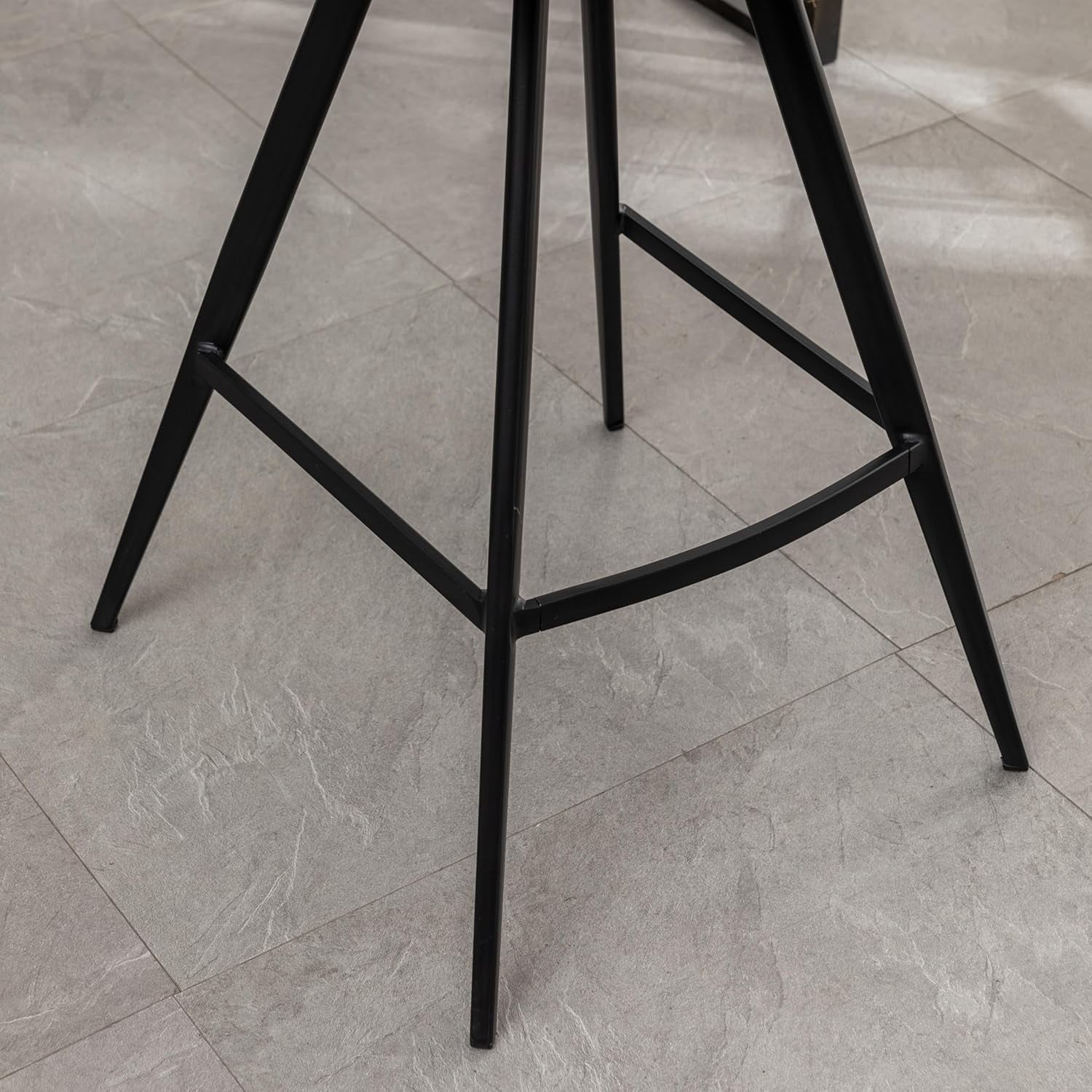 28.25" Counter Height Bar Stools Set of 2, Yellow Linen Upholstered Bar Chairs with Hollow Cutout Back, Black Metal Legs & Footrest for Kitchen Island Home Bar
