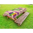 thumbnail image 1 of Mardi Gras Outdoor Tablecloth, Checkered Pattern with Stars Graphic Mask Harlequin Festival Composition, Decorative Washable Fabric Picnic Tablecloth, 58 X 120 Inches, Pink Yellow Green, by Ambesonne, 1 of 2