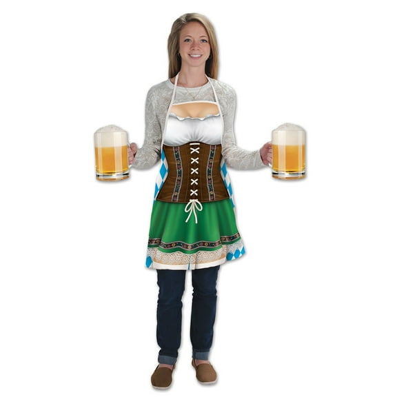 Party Central Pack of 6 Black and Green German Oktoberfest Women Adult Aprons Costume Accessory -