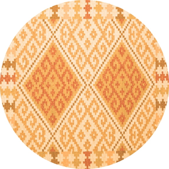 Ahgly Company Indoor Round Southwestern Orange Country Area Rugs, 3' Round