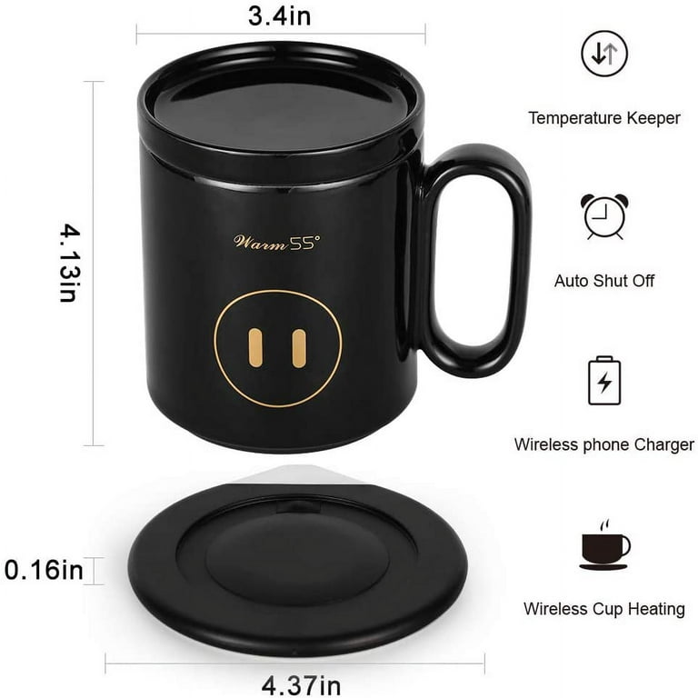 Coffee Mug Warmer Set, 12 Oz Stainless Steel Coffee Cup with Double Vacuum  Insulation, 15W Induction Wireless Charging Pad, Home, Office Warms Coffee