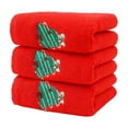 thumbnail image 2 of Lilgiuy 3Pcs Christmas Cotton Hand Towels Xmas Santa Reindeer Pattern Bathroom Towels Quick Dry Dish Towels for Holiday Kitchen Drying Cleaning Cooking Gift, 29.53x13.78 in, Red, 2 of 6