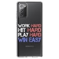 thumbnail image 1 of DistinctInk Clear Shockproof Hybrid Case for Samsung Galaxy Note 20 (6.7" Screen) - TPU Bumper Acrylic Back Tempered Glass Screen Protector - Work Hard Hit Hard Play Hard Win Easy, 1 of 3