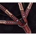 thumbnail image 3 of Showman Rawhide Braided Leather Headstall & Breast Collar Set w/ Turquoise Studs, 3 of 3