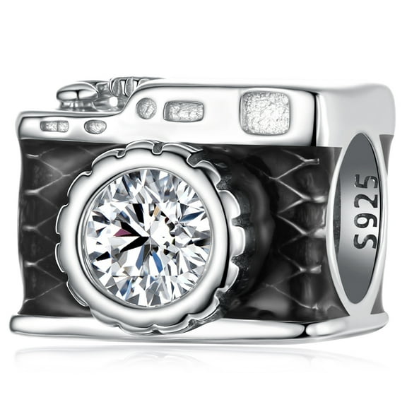 Camera Charm 925 Sterling Silver Charm, Compatible with Most Bracelets, Perfect Gift for Women