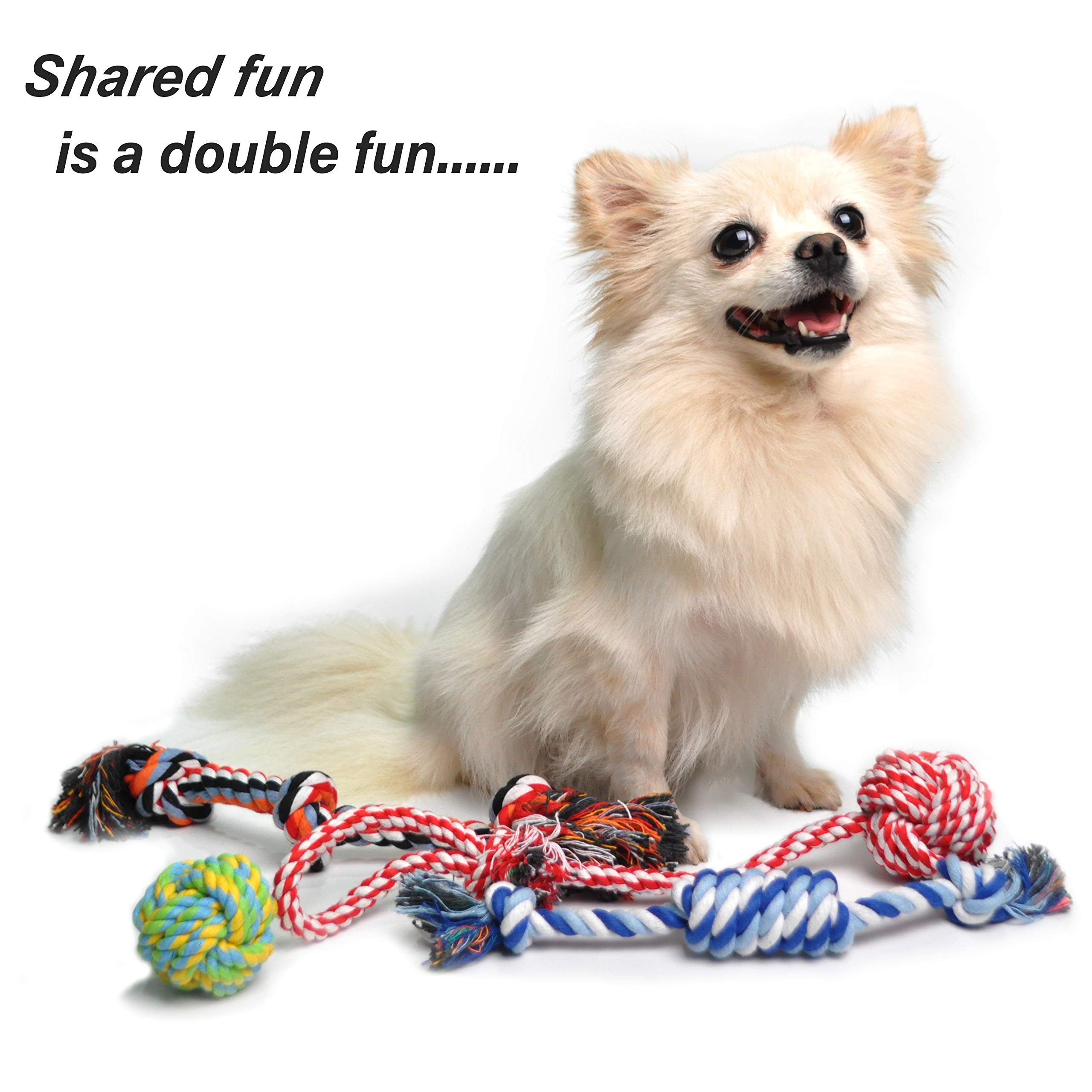 Dog Rope Toys 4 Pack, Puppy Teething Sturdy Cotton Chew Tug Indoor/Outdoor, Exercise Interactive Tug O'War Toys Set for Boredom Small-Meidum Dogs