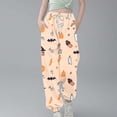 thumbnail image 2 of Unisex Kids Halloween Print Wide Leg Sweatpants Girl's Baggy Straight Loose Sweat Pants High Waist Causal Kids Athletic Pants with Pockets Beige 3-4 Years, 2 of 5