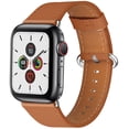 thumbnail image 2 of Watch Strap for Apple Watch 49mm 45mm 44mm 42mm, Pin Buckle Watch Band Soft PU Leather Replacement Luxury Adjustable Strap Men Women Wristband for iWatch Series SE 9 8 7 6 5 4 3 2 1 Ultra, Brown, 2 of 6