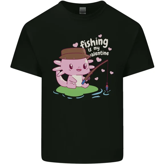 Fishing is My Valentine Funny Axolotl for an Animal and Lover and H37952 T-Shirt, for Men and Women, Up to Size 5XL