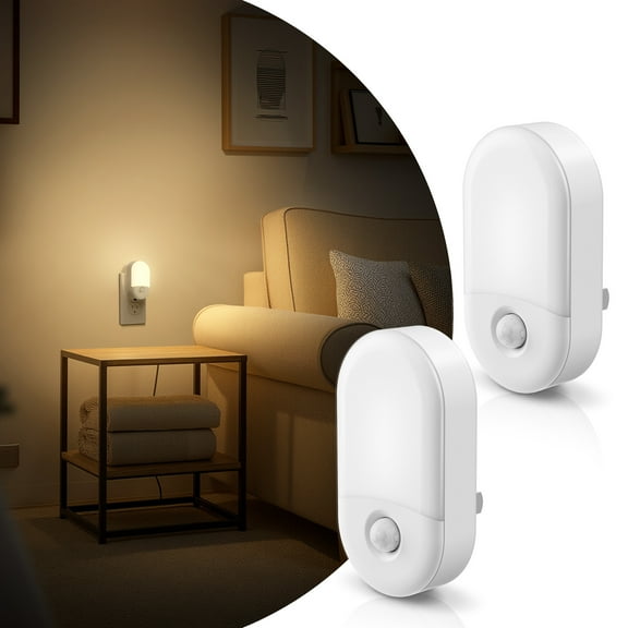 Set of 2 Warm White 3000K Motion Sensor Night Light with Dimmer