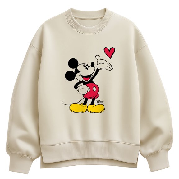 Disney - Mickey Simple Heart Women's Oversized Fleece Crew Sweatshirt